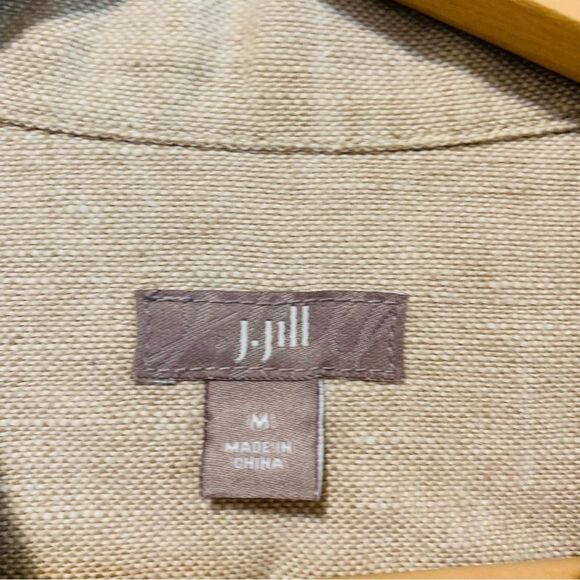 J. Jill Light Tan 100%  Linen Jean Jacket size medium - Picture 2 of 7